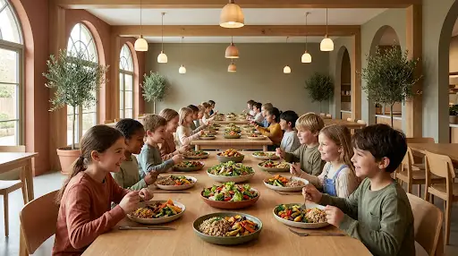 Children enjoying meals