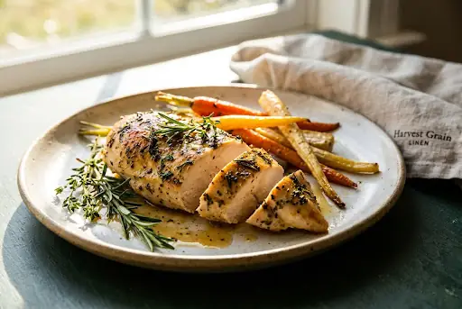 Herb roasted poulet with vegetables