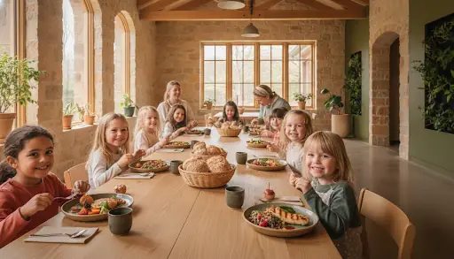 Children enjoying meals